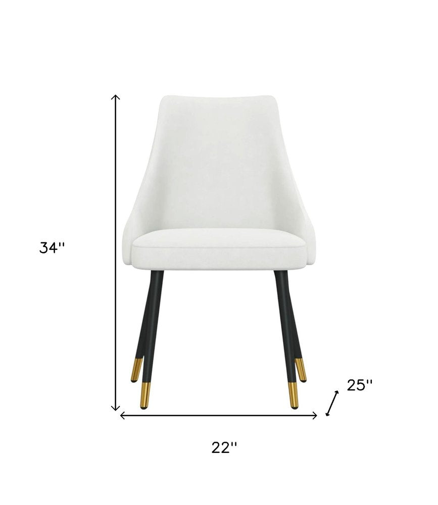 Set of Two White and Black Fabric Dining Side Chairs
