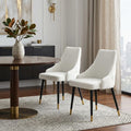 Set of Two White and Black Fabric Dining Side Chairs