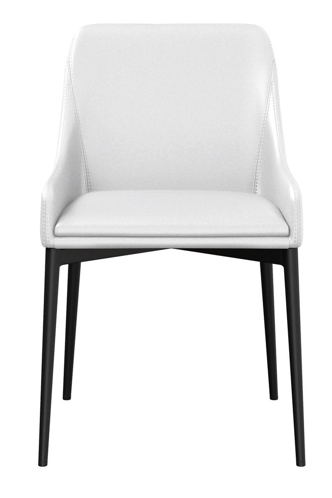 Set of Two White and Black Faux Leather Dining Side Chairs