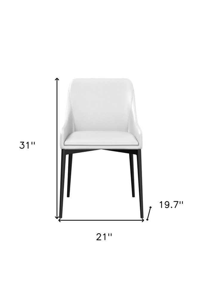 Set of Two White and Black Faux Leather Dining Side Chairs