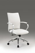 White and Silver Adjustable Height Swivel Rolling Office Chair close-up detail