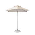 9' Ecru Polyester Round Market Patio Umbrella on a white background