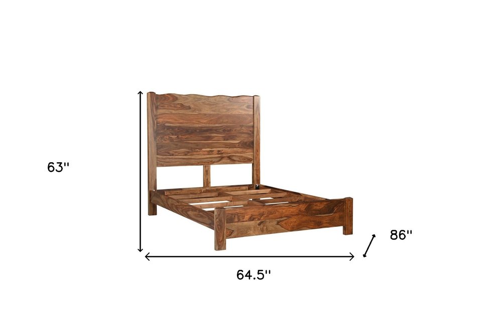 Three Piece Brown Solid Wood Bedroom Set on a white background