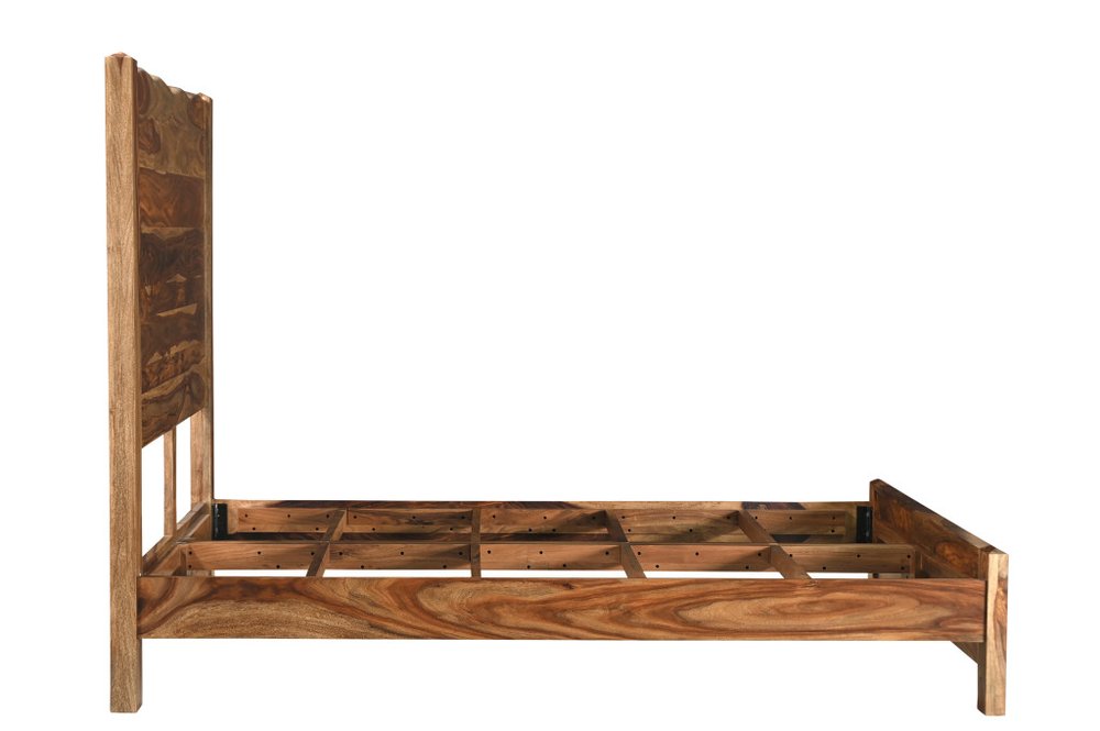 Three Piece Brown Solid Wood Bedroom Set on a white background