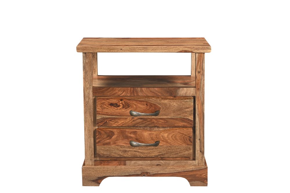 Three Piece Brown Solid Wood Bedroom Set on a white background