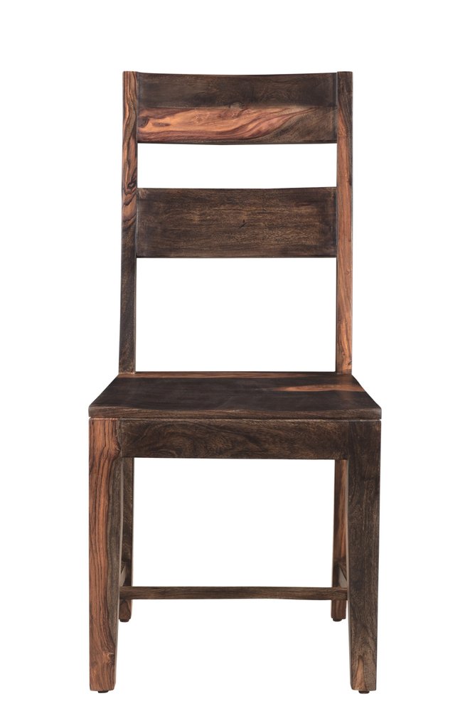 Six Piece Brown and Black Solid Wood Dining Set with Four Chairs and One Bench on a white background