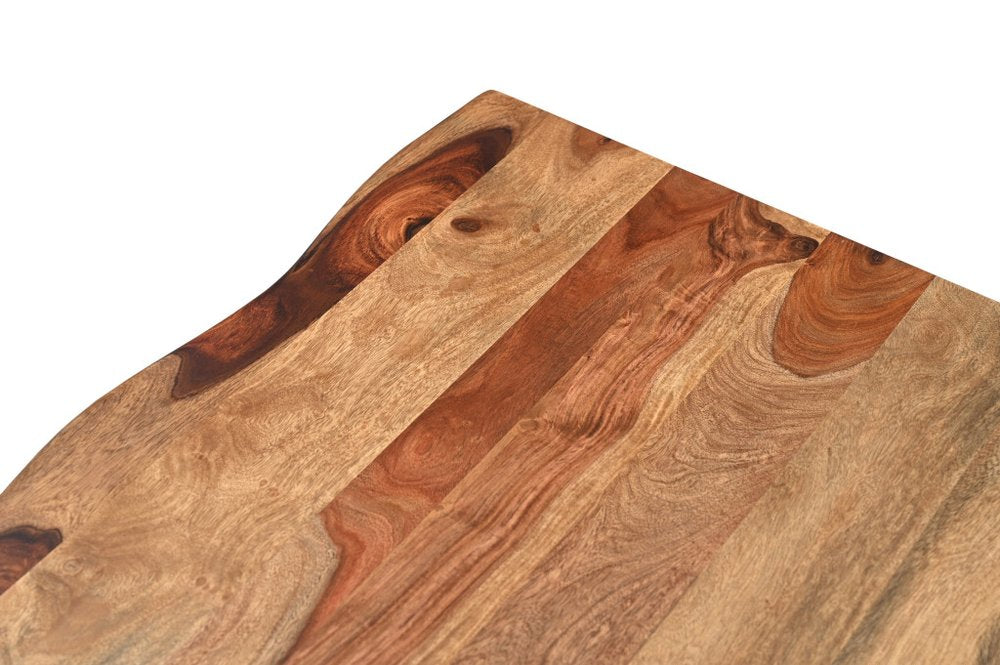 Set of Two Brown Solid Wood Sled Furniture Set on a white background