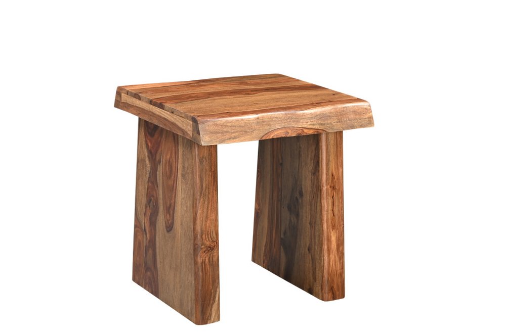 Set of Two Brown Solid Wood Sled Furniture Set on a white background
