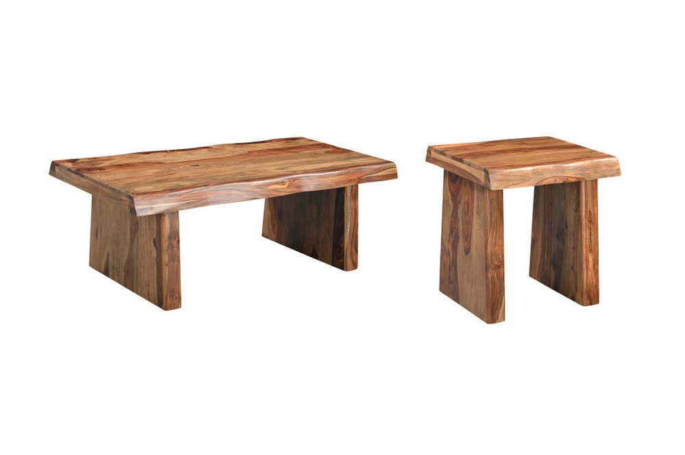 Set of Two Brown Solid Wood Sled Furniture Set