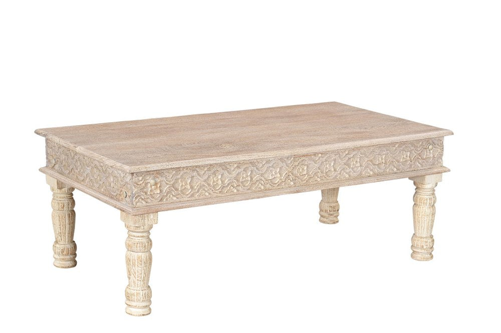 Set Of Two Natural Solid Wood Distressed Coffee Table