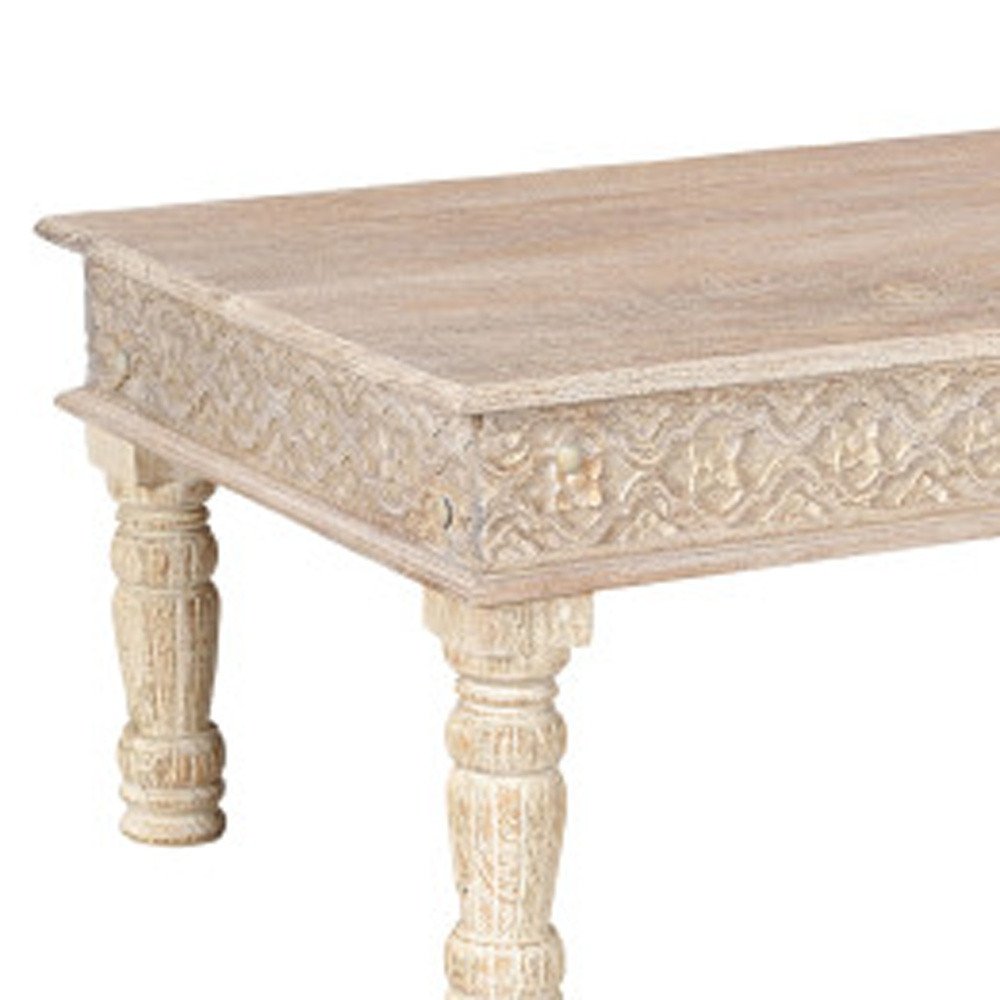 Set Of Two Natural Solid Wood Distressed Coffee Table on a white background