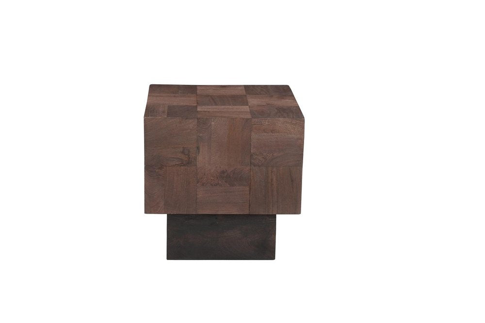 Set Of Two Natural and Brown Solid Wood Block Coffee Table on a white background