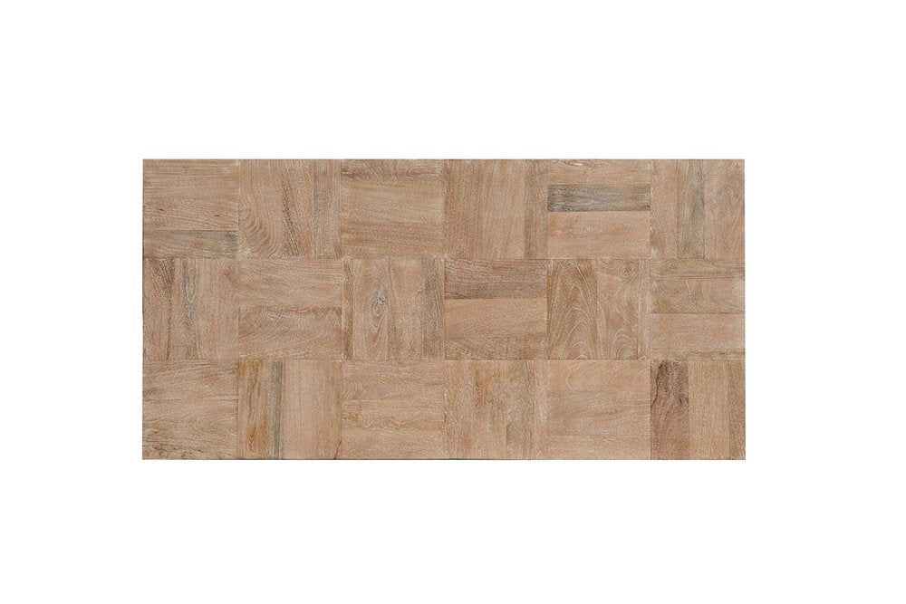 Set Of Two Natural and Brown Solid Wood Block Coffee Table - 16.00" H x 59.00" W x 30.00" D