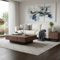 Set Of Two Natural and Brown Solid Wood Square Block Coffee Table