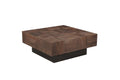 Set Of Two Natural and Brown Solid Wood Square Block Coffee Table on a white background