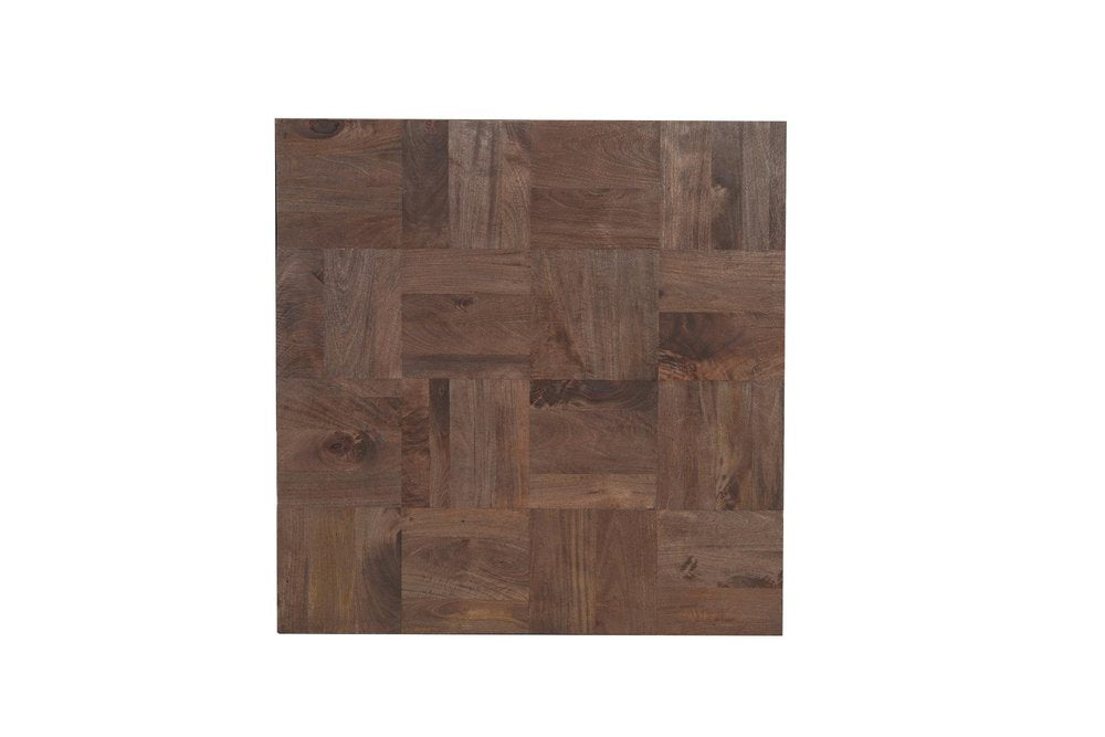 Set Of Two Natural and Brown Solid Wood Square Block Coffee Table