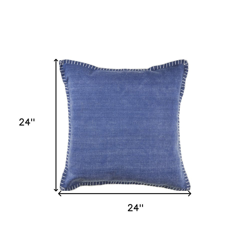 Set of Two Blue Cotton Throw Pillow on a white background