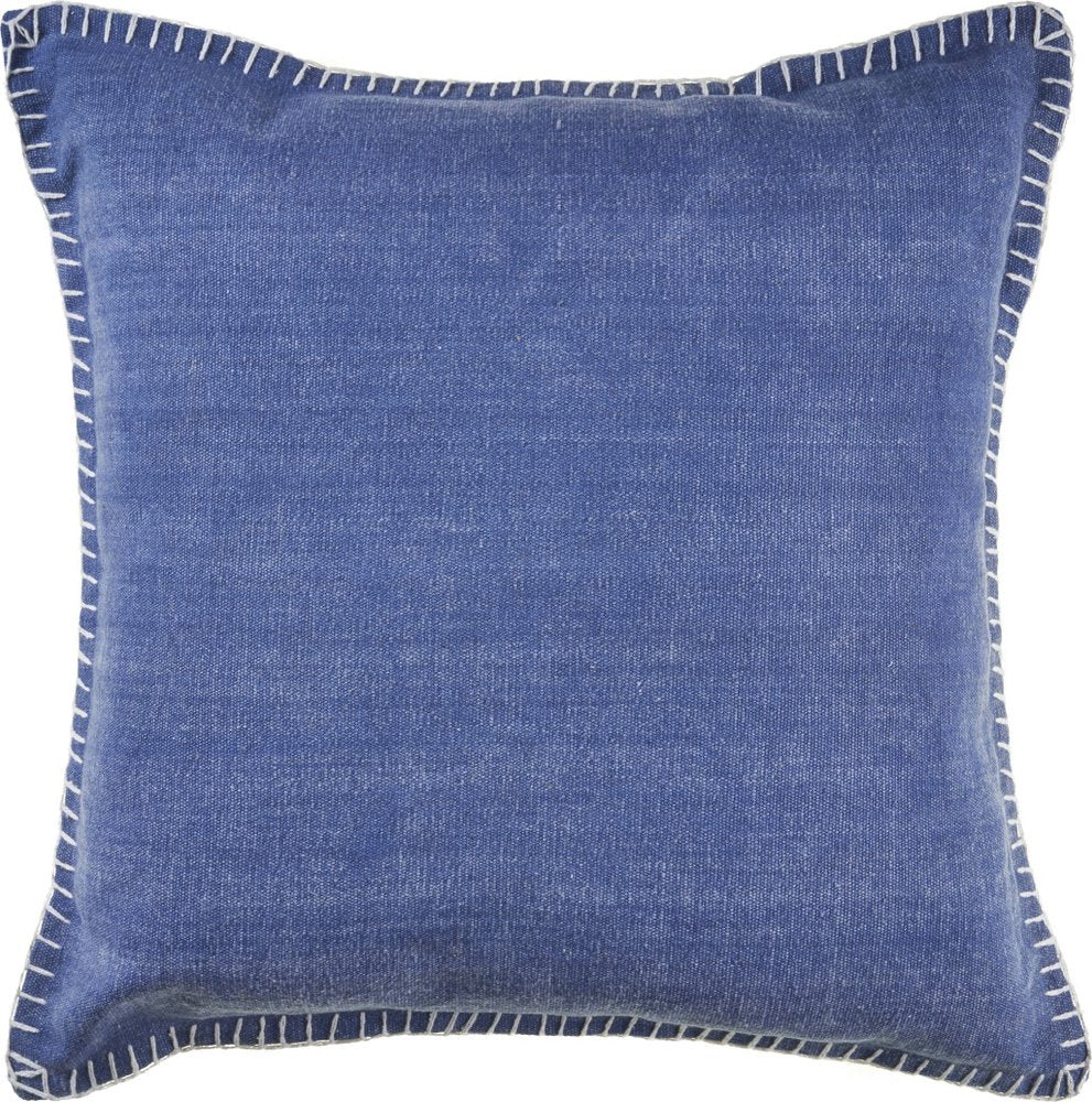 Set of Two Blue Cotton Throw Pillow on a white background