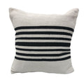 Set of Two Black and White Striped Cotton Throw Pillows on a white background