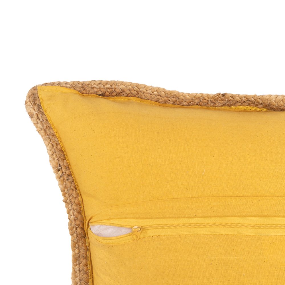 Set of Two 20" Yellow Cotton And Jute Throw Pillows with Texture on a white background