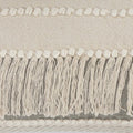 Set of Two Beige Striped Cotton Throw Pillow With Fringe close-up detail