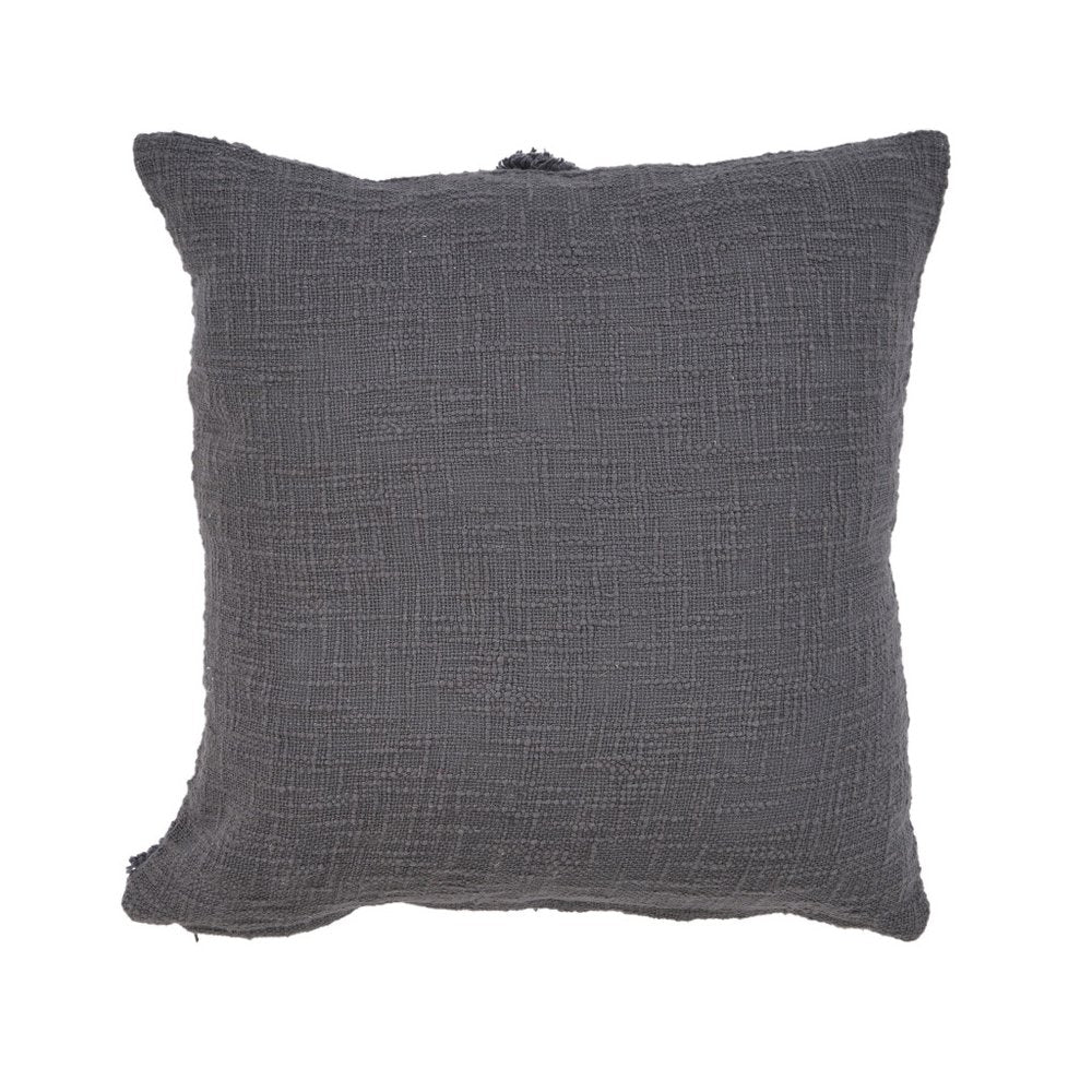 Set of Two Dark Gray Diamond Cotton Throw Pillow With Fringe on a white background