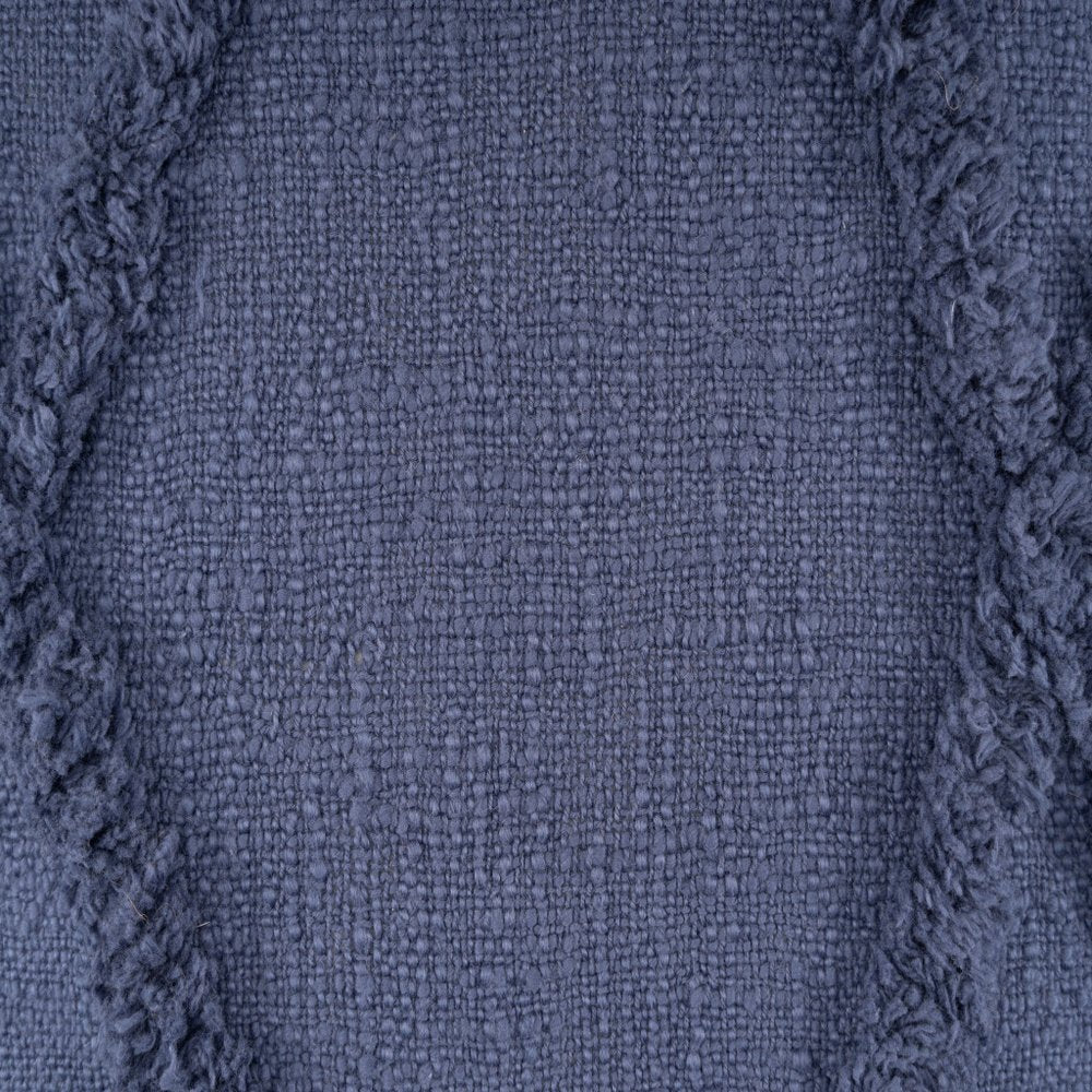 Set of Two Blue Diamond Cotton Throw Pillow With Fringe close-up detail