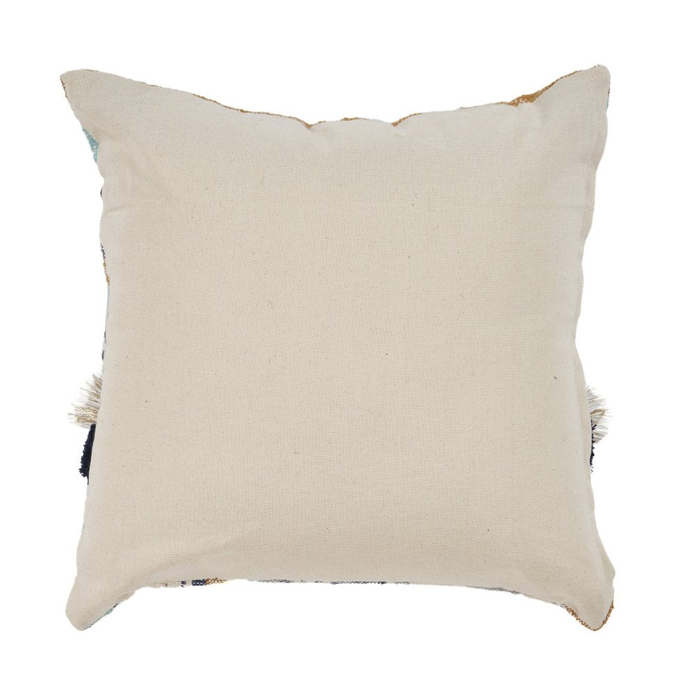 Set of Two Blue Striped Cotton Throw Pillow With Tassels on a white background