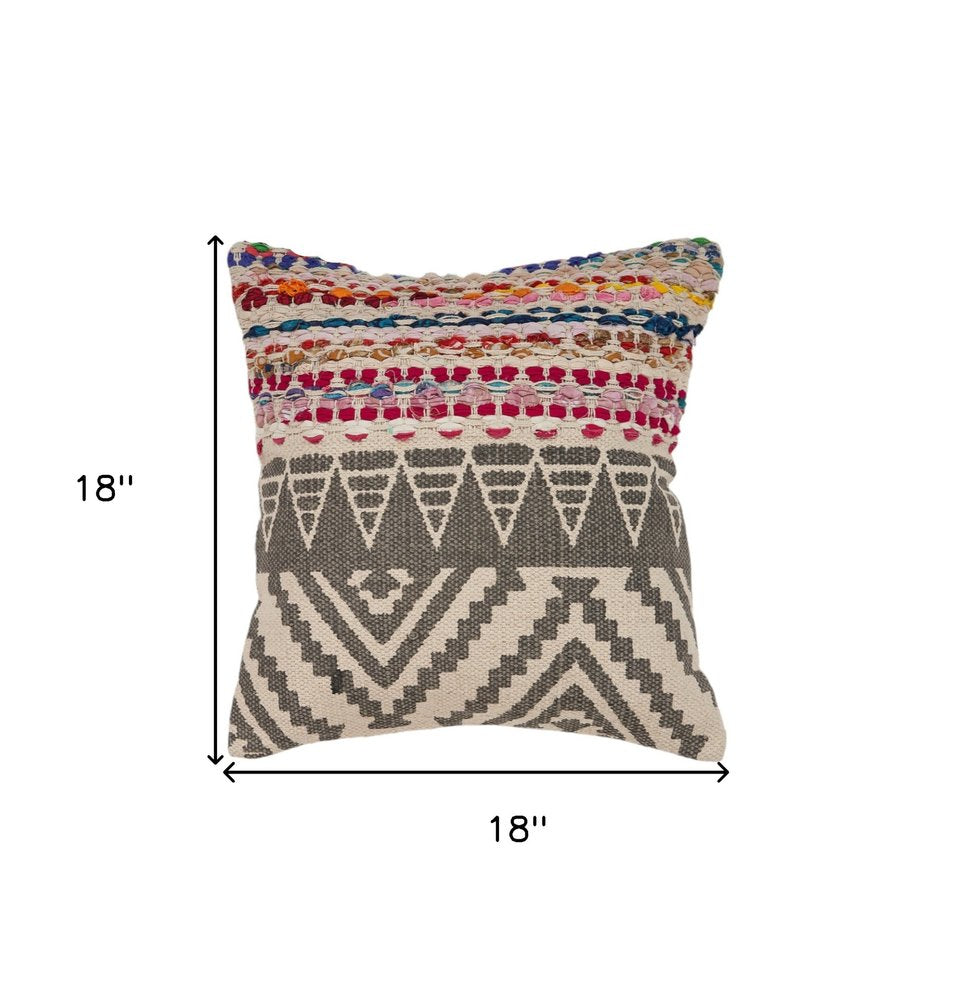 Set of Two Gray Chevron Cotton Throw Pillow on a white background