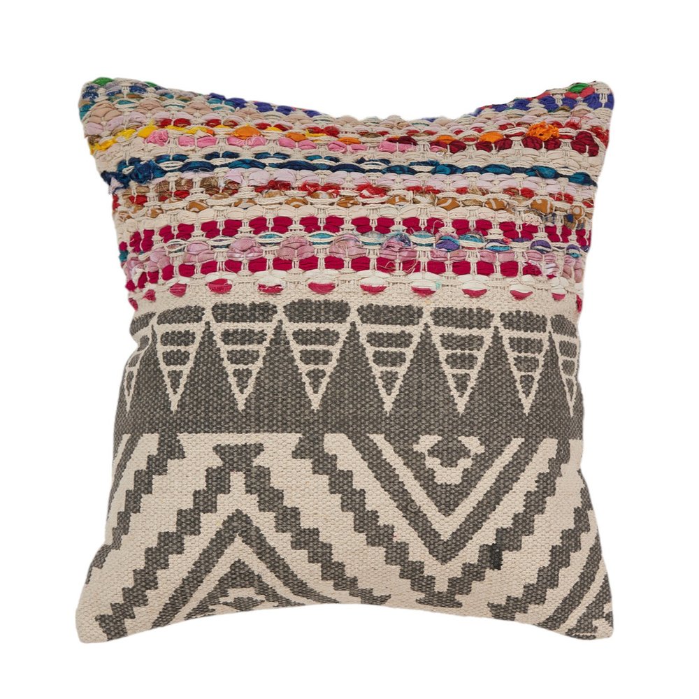 Set of Two Gray Chevron Cotton Throw Pillow on a white background