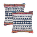 Set of Two Blue Geometric Cotton Throw Pillow on a white background