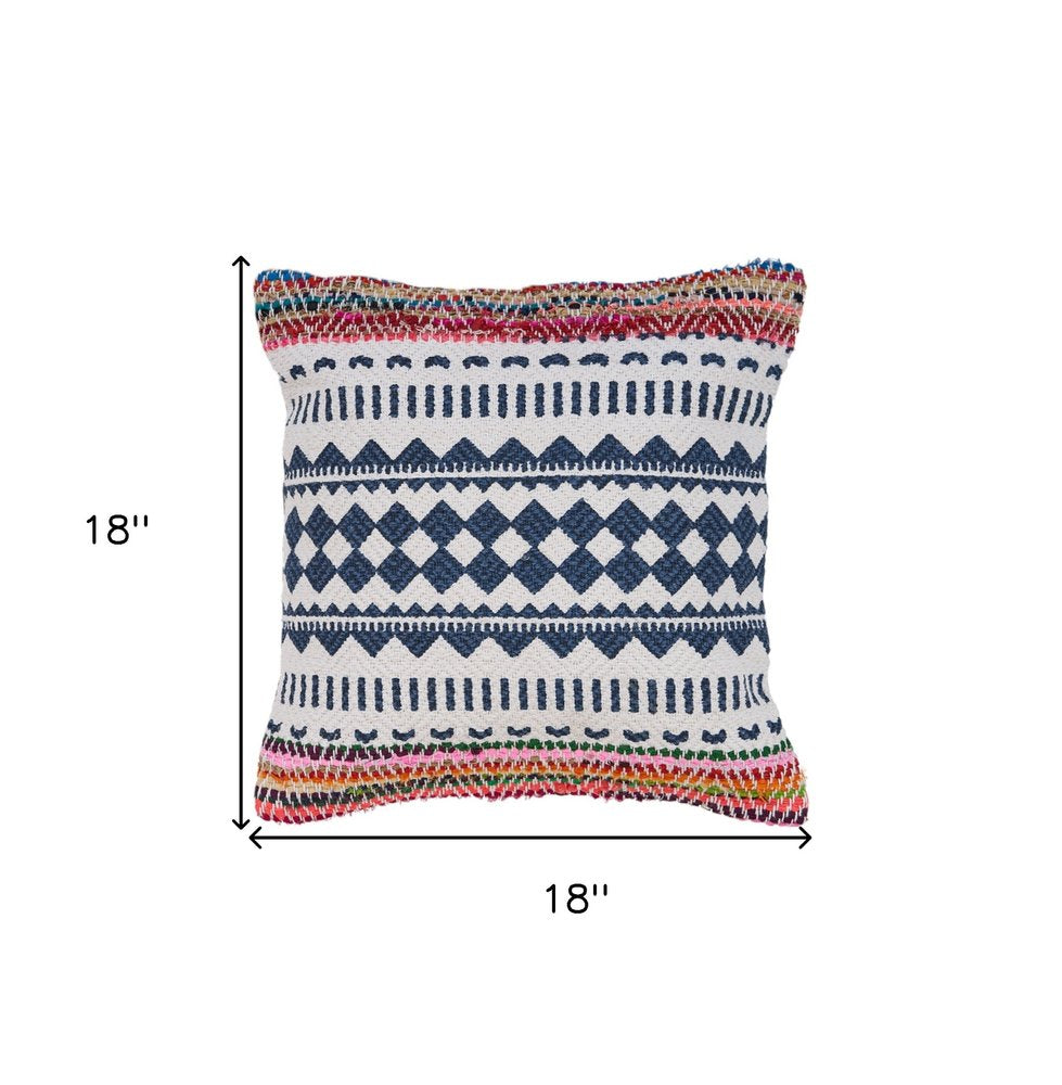 Set of Two Blue Geometric Cotton Throw Pillow on a white background