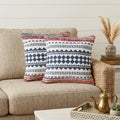 Set of Two Blue Geometric Cotton Throw Pillow