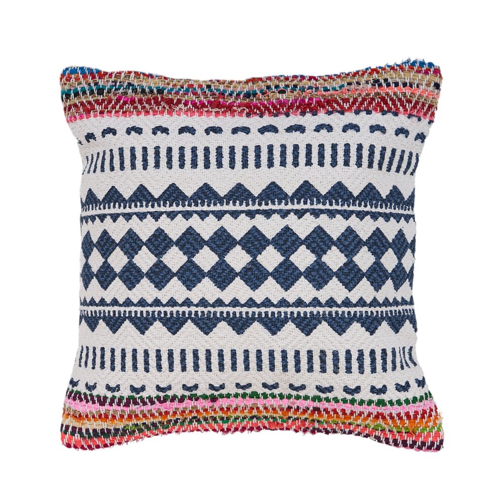 Set of Two Blue Geometric Cotton Throw Pillow on a white background