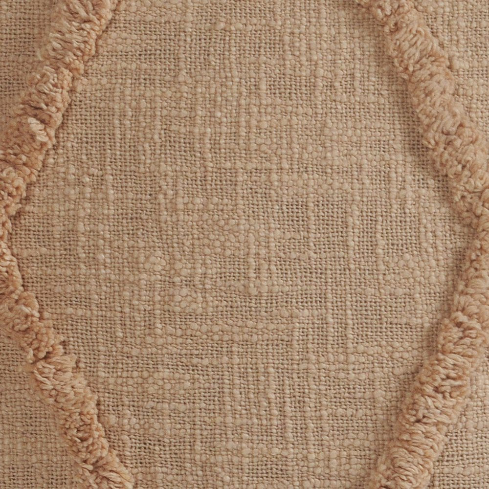 Set of Two Tan Diamond Cotton Throw Pillow With Fringe