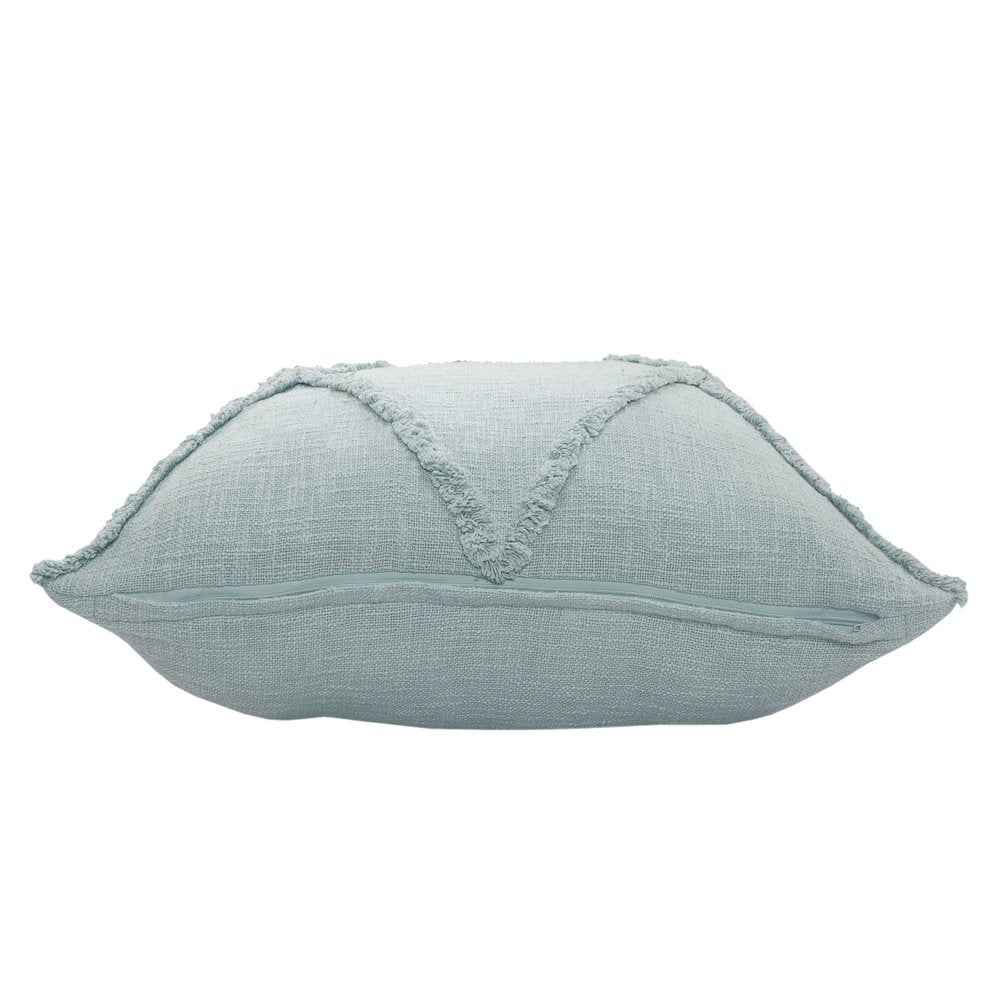 Set of Two Blue Diamond Cotton Throw Pillow With Fringe on a white background