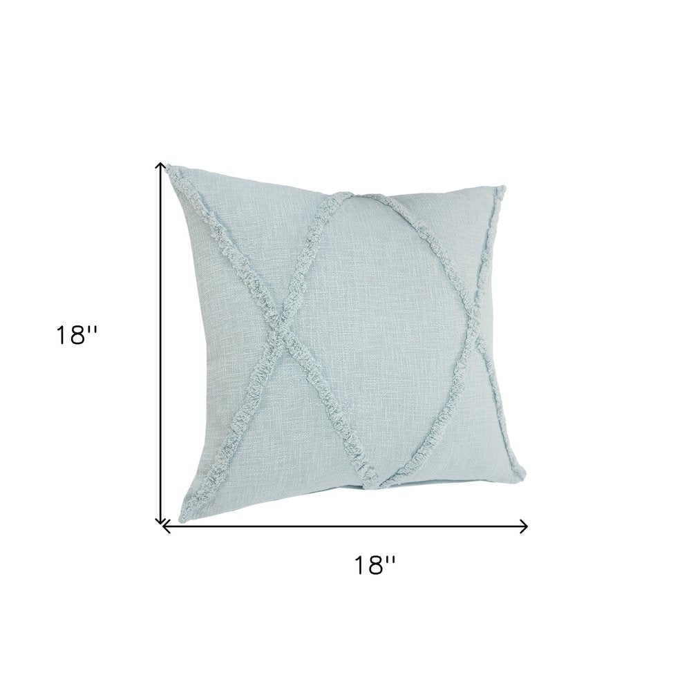 Set of Two Blue Diamond Cotton Throw Pillow With Fringe on a white background