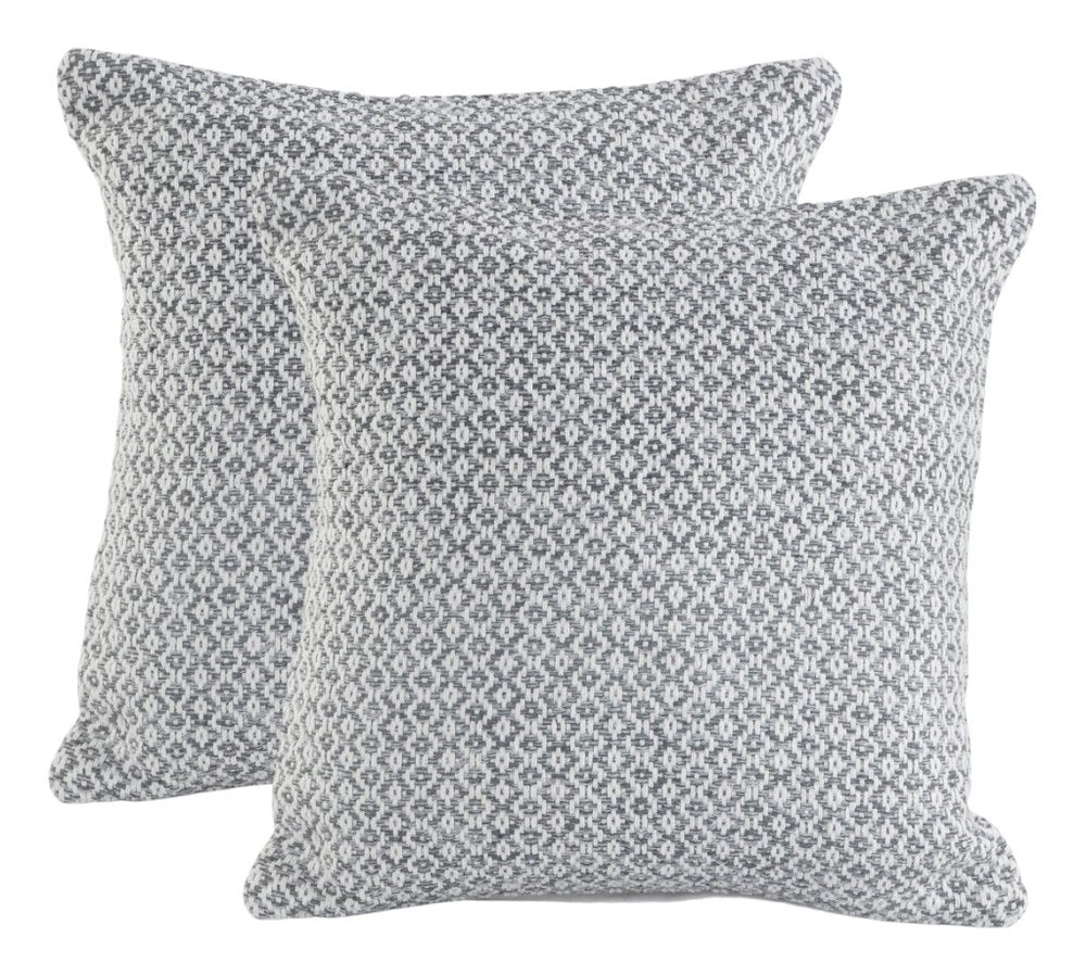 Set of Two Gray Chevron Cotton Throw Pillow on a white background