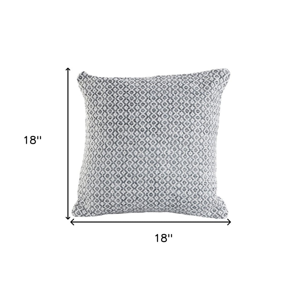 Set of Two Gray and White Geometric Cotton Throw Pillow on a white background