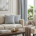 Set of Two Gray and White Geometric Cotton Throw Pillow