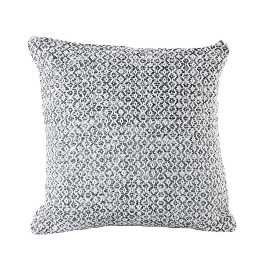 Set of Two Gray and White Geometric Cotton Throw Pillow on a white background