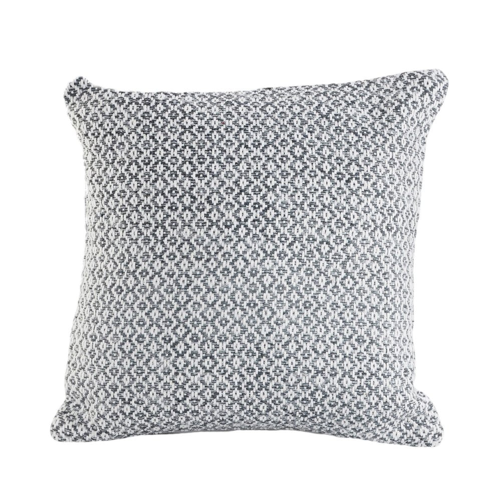 Set of Two Gray and White Geometric Cotton Throw Pillow on a white background