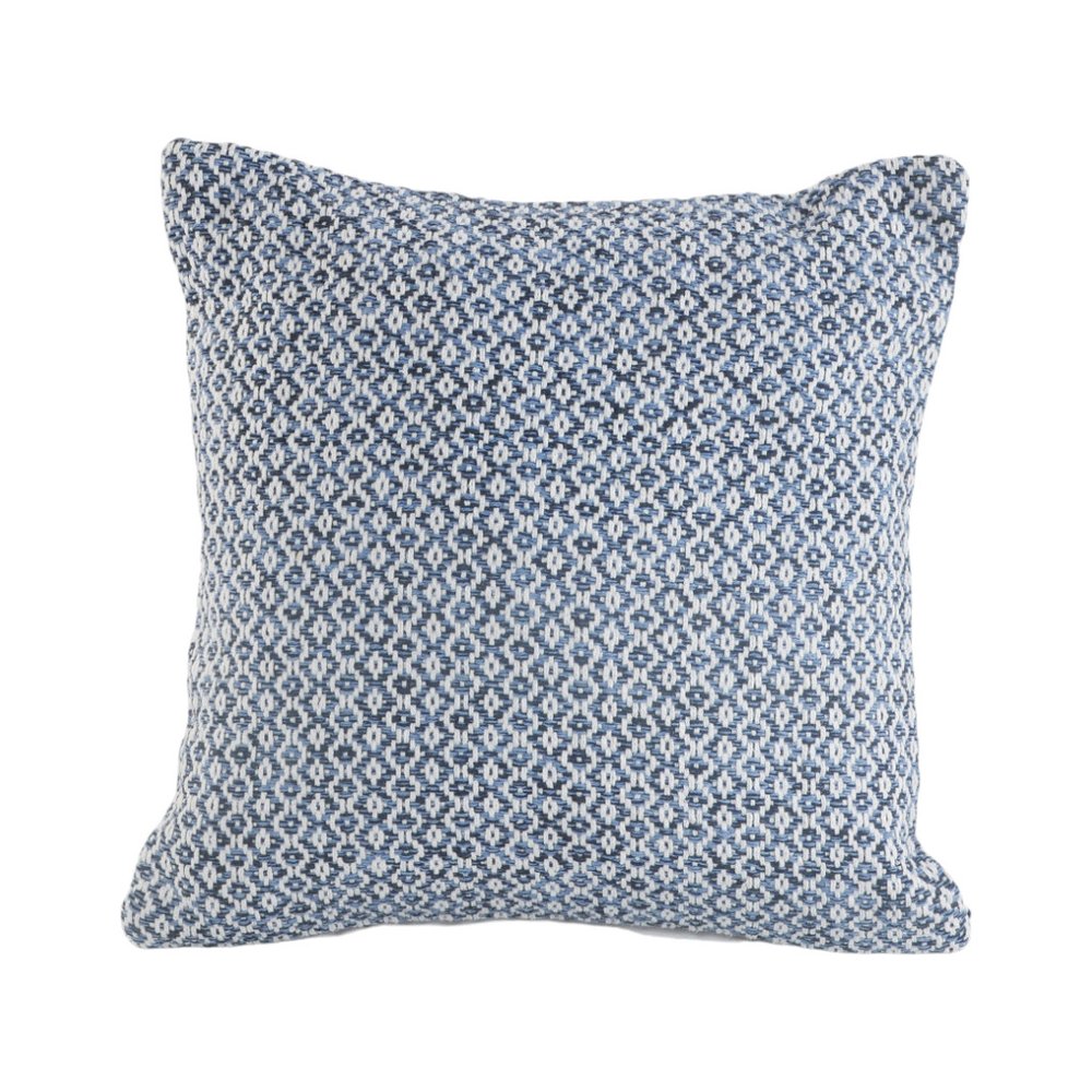Set of Two Blue Chevron Cotton Throw Pillows on a white background
