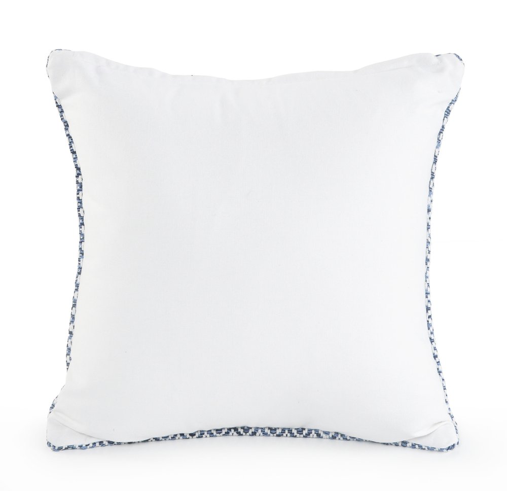 Set of Two Blue Chevron Cotton Throw Pillows on a white background
