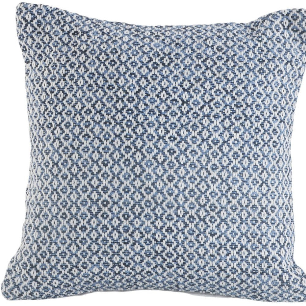Set of Two Blue Chevron Cotton Throw Pillows on a white background