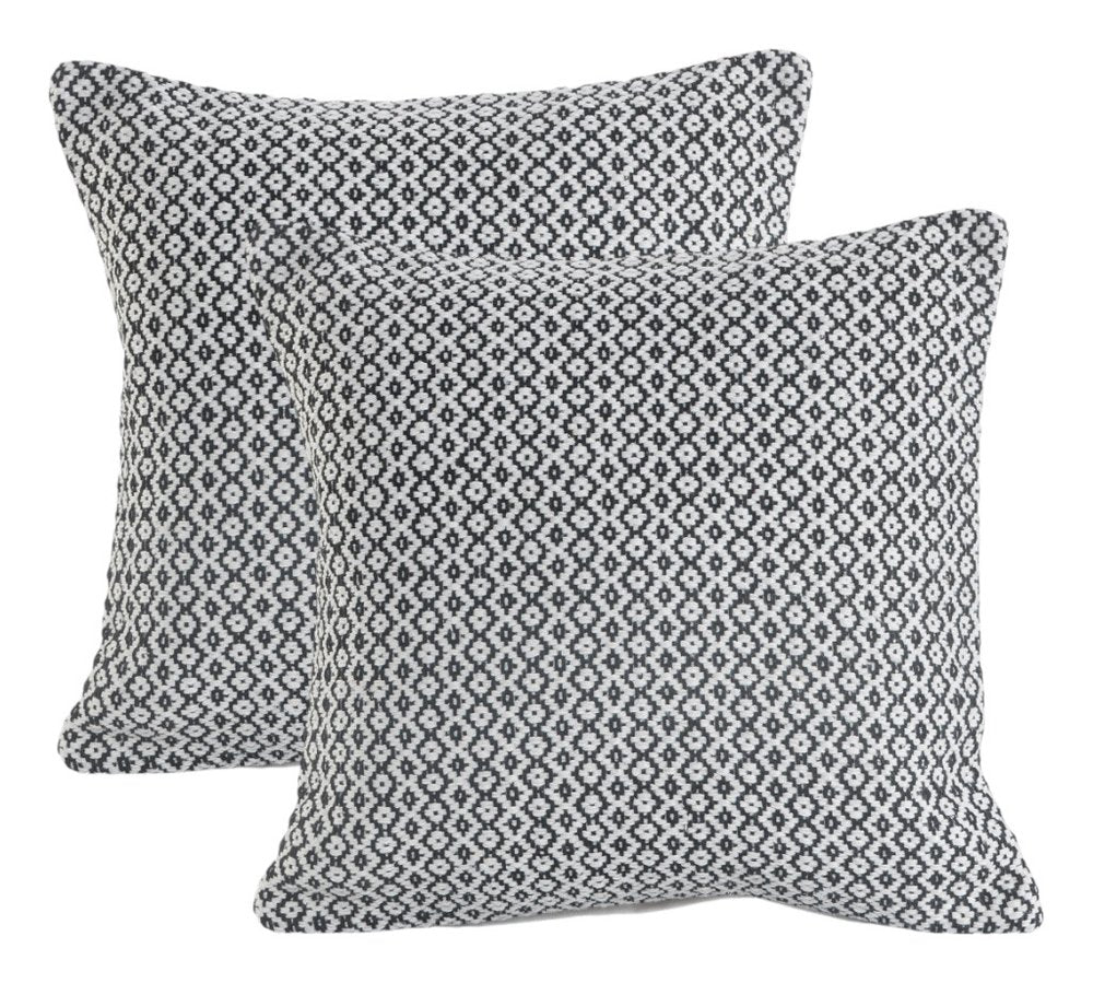Set of Two Gray Chevron Cotton Throw Pillow on a white background