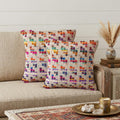 Set of Two Brown Eclectic Cotton Throw Pillow