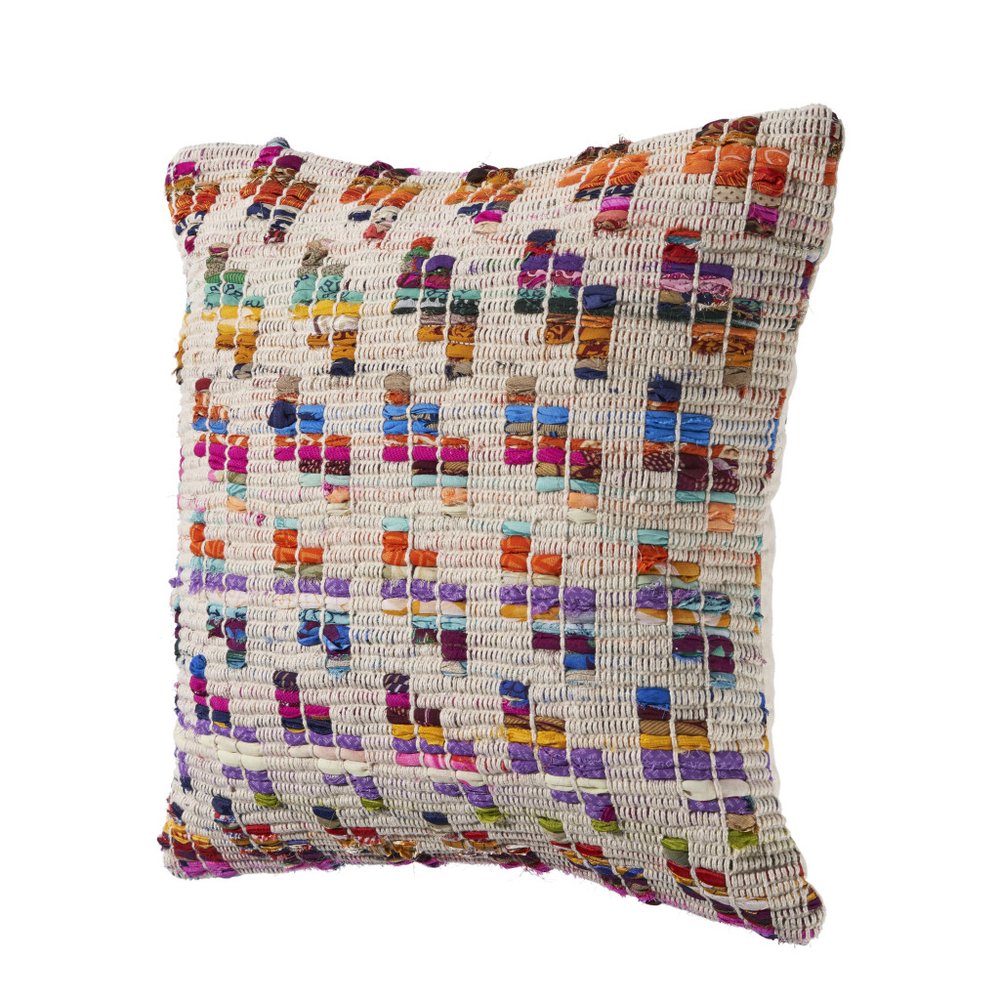 Set of Two Brown Eclectic Cotton Throw Pillow on a white background