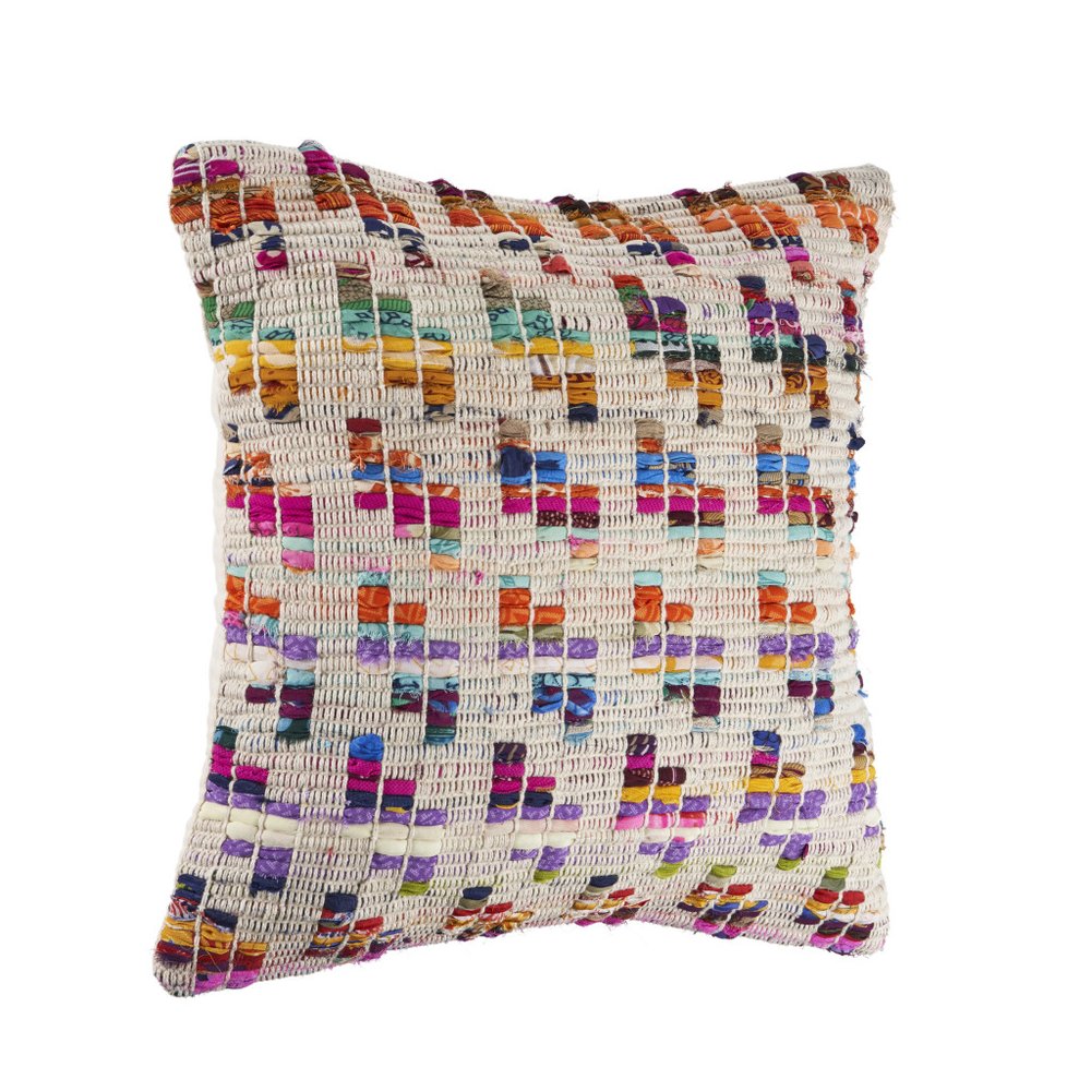 Set of Two Brown Eclectic Cotton Throw Pillow on a white background