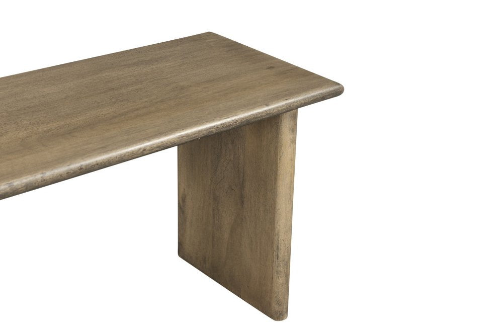 55" Brown Solid Wood Dining Bench. Bench isolated on a plain white background, showing a brown wood surface.